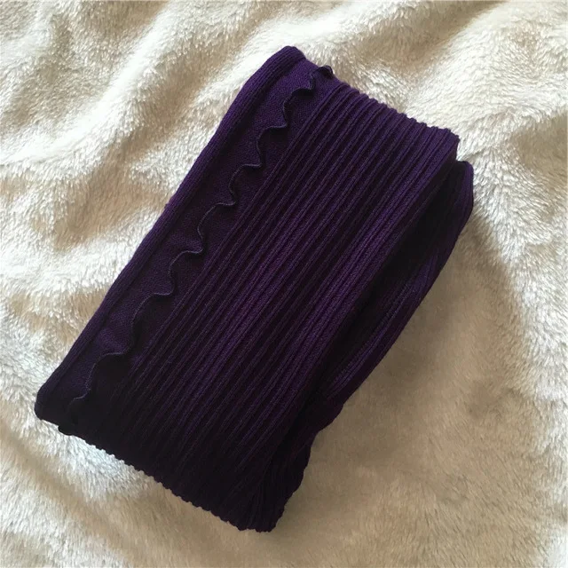 purple Леггинсы с оборками для девочек; коллекция года; Сезон Зима; детские леггинсы из плотного бархата; зимние теплые хлопковые брюки для девочек; брюки на подкладке - Цвет: purple
