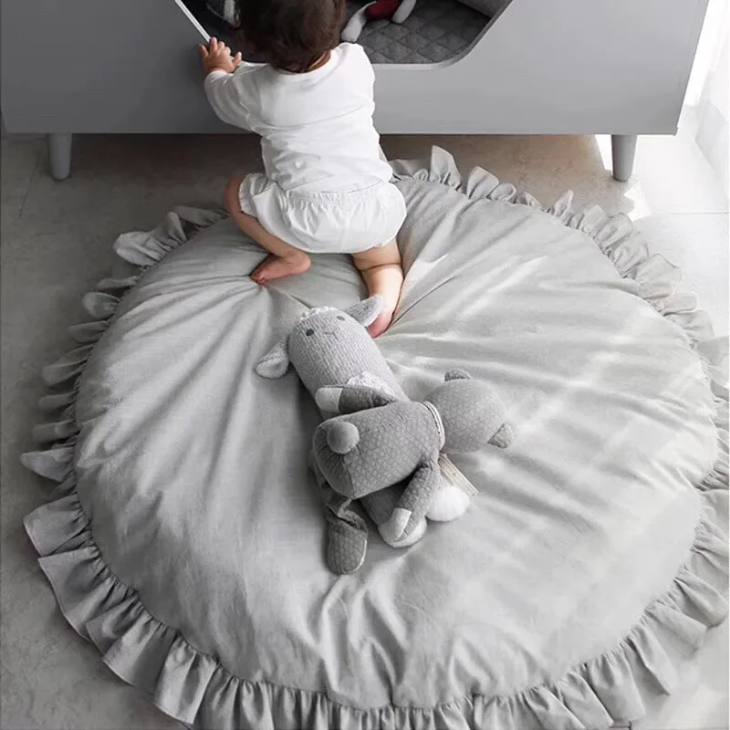 discounted  Lace Cotton Kids Rug Soft Baby Game Play Mat Toys Playmat Crawling Round Floor Carpets Rug Thick Ma