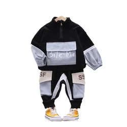 Roupas fashion de primavera para crianças, roupas de bebês, meninos, meninas, jaqueta de patchwork, calças, roupas infantis, roupas esportivas casuais para crianças pequenas