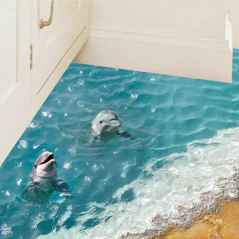 3D море пляж пол стикер стены съемные настенные наклейки виниловый арт дом декор