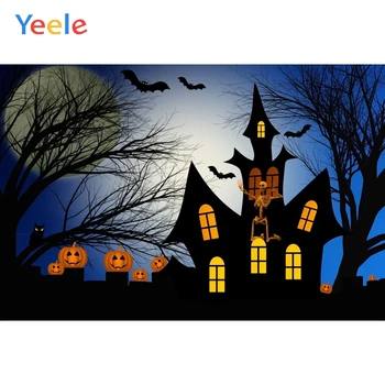 

Yeele Halloween Horror Moon Pumkins Castle Skull Bat Photography Backdrop Personalized Photographic Backgrounds For Photo Studio