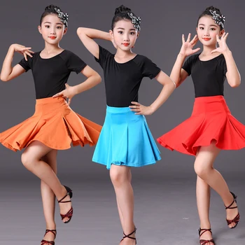 

Latin Dance Costume Girls Short Sleeve Tango Ballroom Practice Wear Kids Salsa Samba Cha Cha Rumba Performance Clothing DC4512
