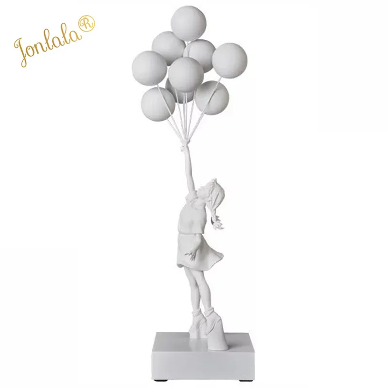 Luxurious Balloon Girl Statues Banksy Flying Balloons Girl Art Sculpture Resin Craft Home Decoration Christmas Gift 57cm