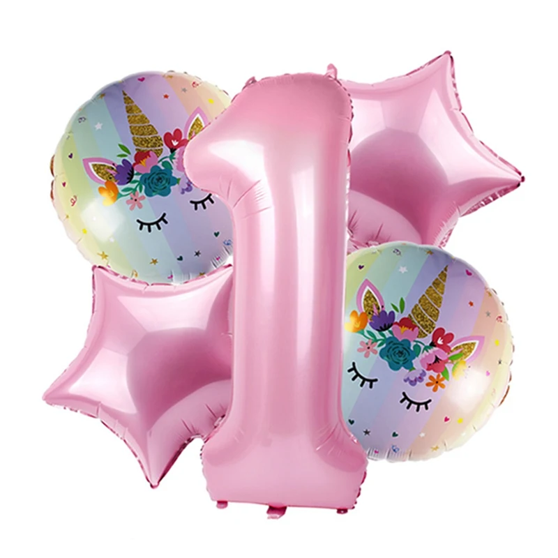 Huiran Фольга Единорог воздушных шаров в форме единорога День рождения воздушные шары, единорог, клипсы для воздушных шаров с День рождения Декор детей балон Свадебный декор