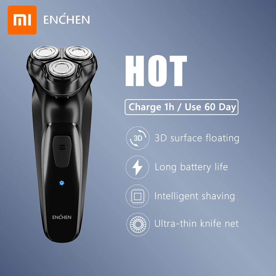 

XIAOMI Original Face shaver Enchen BlackStone 3D Electric Shaver, Men Washable Type-C USB Rechargeable Shaving Beard Machine