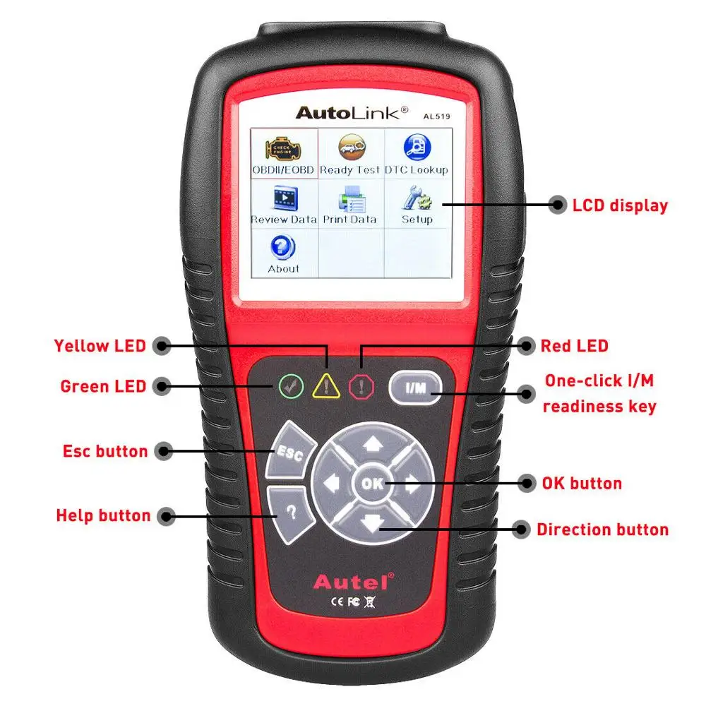 Autel Автоссылка AL519 инструмент диагностики OBD2 сканер читателя Кода Automotriz Automotivo