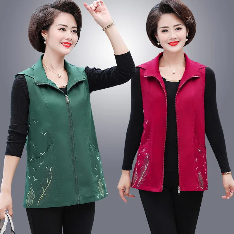 

Middle Aged And Elderly People Waistcoat Thin Type for Spring And Autumn 40-50-Year-Old Middle-aged Middle-aged Women Dress Larg