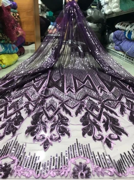 

2019 Latest French Net Laces Fabrics High Quality Sequins Tulle African Laces Fabric Wedding African French Sequins Tulle Lace