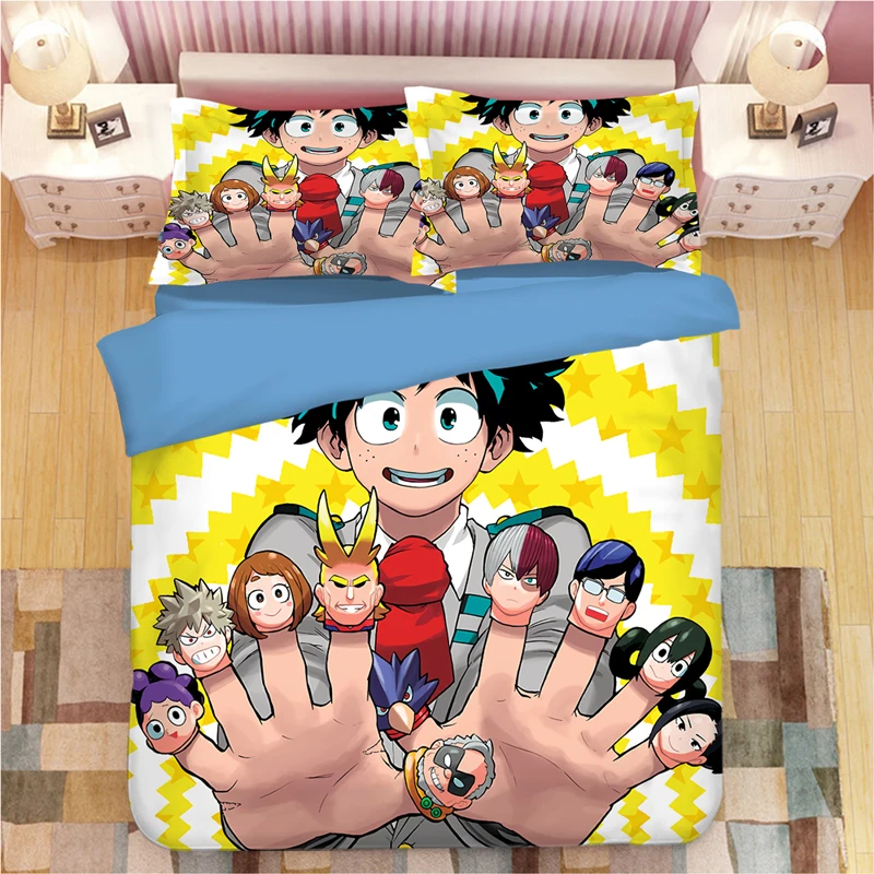 Набор постельного белья с изображением героев мультфильма «Мой герой», пододеяльник, наволочки, аниме, один для всех постельных принадлежностей, льняное постельное белье - Цвет: 5