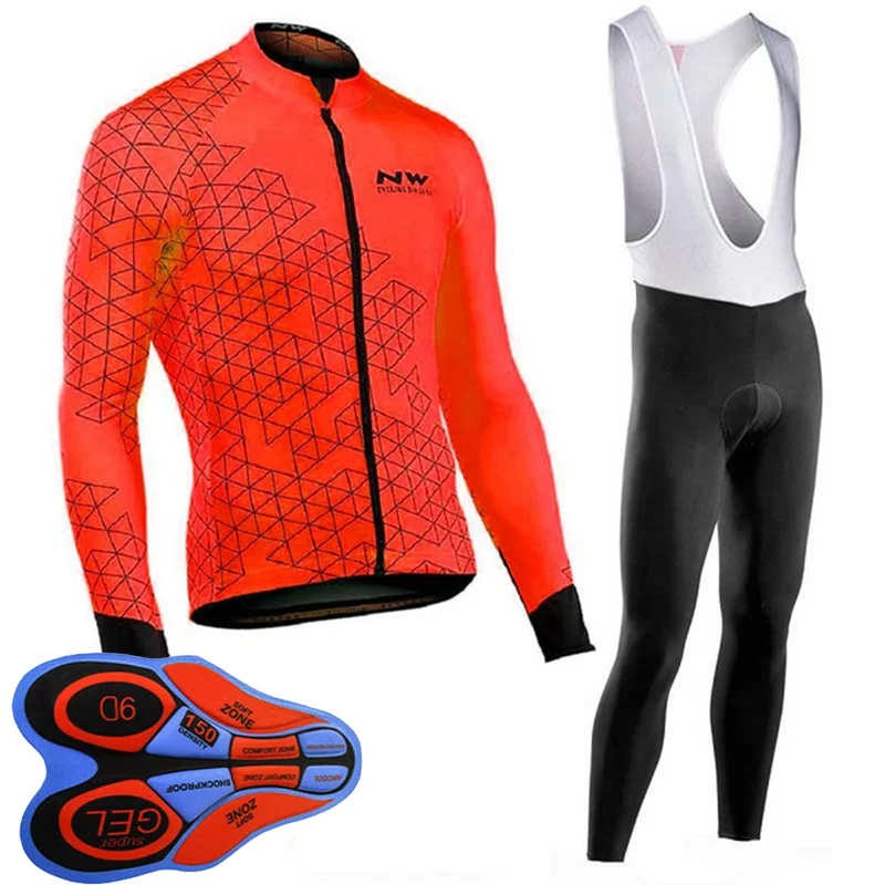 Northwave Breathable Cycling Clothes Set men Long Sleeve Summer Jersey men suit outdoor sportful bike MTB clothing paded S44 - Цвет: Q15
