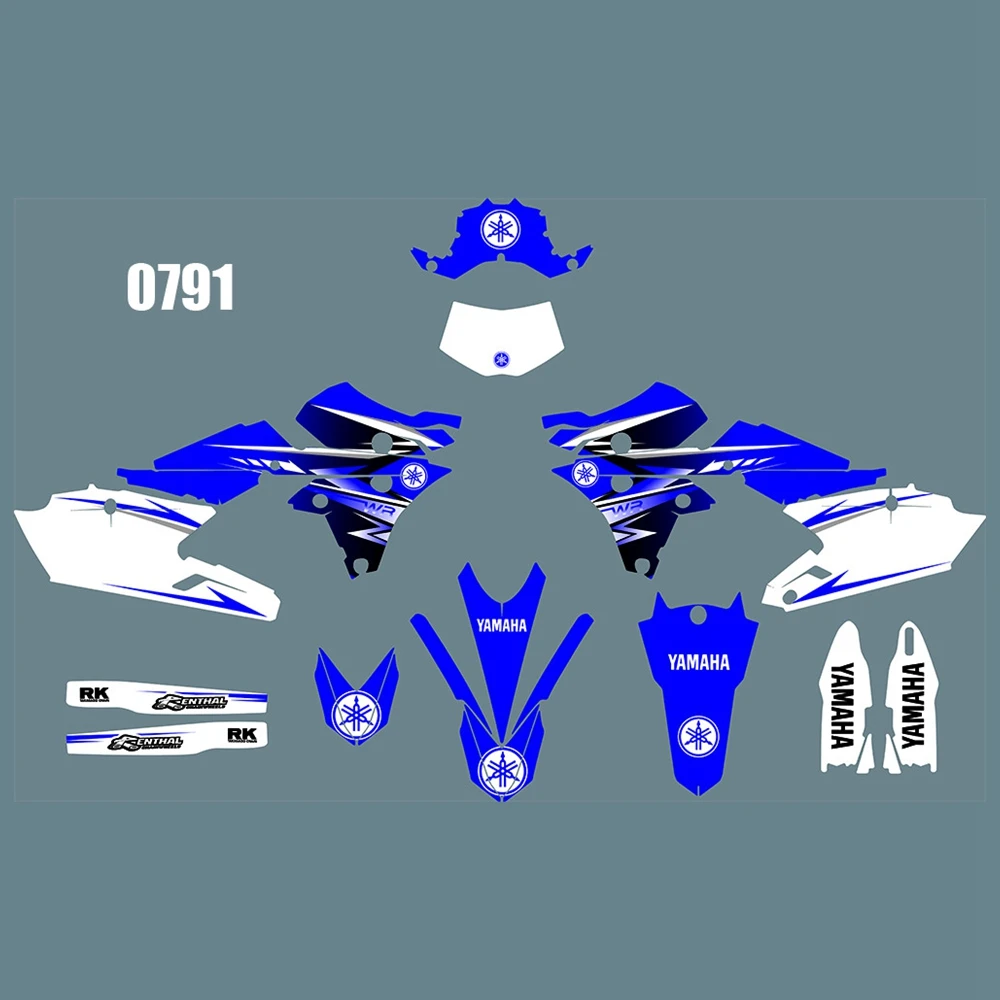 

New Full Graphics Decals Stickers Custom Number Name Glossy Bright Stickers For Yamaha WR250F WR 250F WRF250 2015 2016 2017 2018