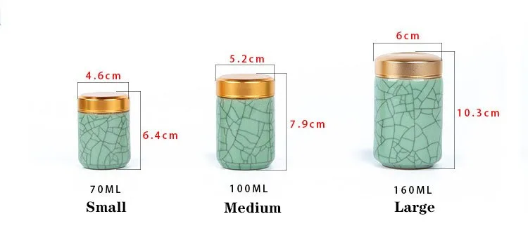 Mini Tea Ceramic Storage Jars Celadon Metal Lid Sealed Cylindrical Container for Storing Tea, Grains, Dry Goods, Candy, Etc._voghion.com