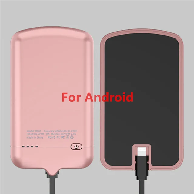 4000 мАч портативный аккумулятор зарядное устройство чехол для iPhone внешний резервный блок питания для samsung Xiaomi huawei зарядное устройство чехол - Цвет: Rose Gold for Androi