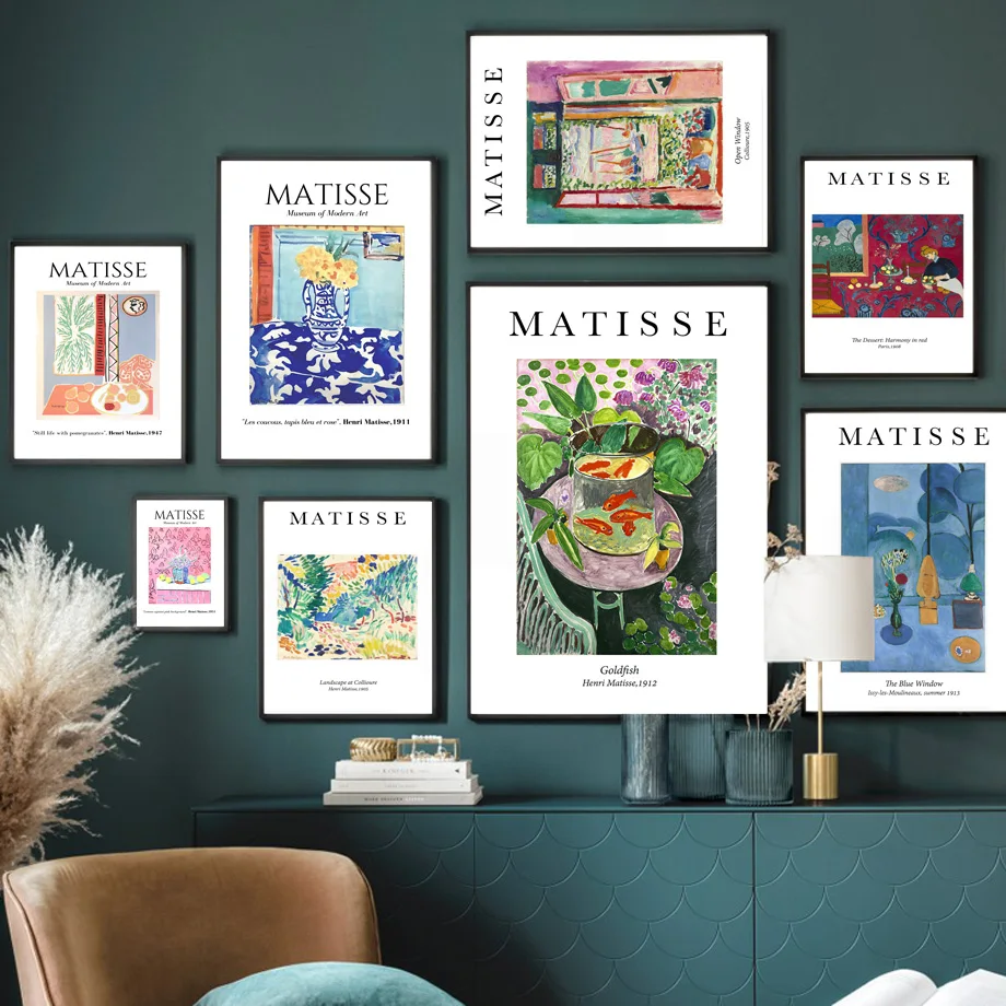 Matisse абстрактные окна Золотая рыбка цветок десерт стены искусства Печать холст