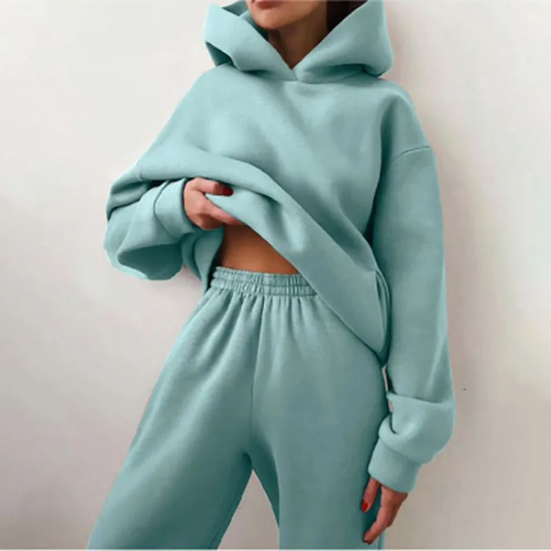 

Toppies 2021 Women Hoodies and Sweatpants White Tracksuits Female Two Piece Solid Color Pullovers Jacket Lounge Wear Casual