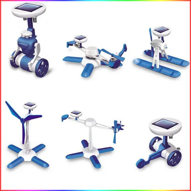 [Funny] Solar Power 6 in 1 space fleet Toy Kit DIY Educational Robot airplane boat car Train model student experiment prop gift 2