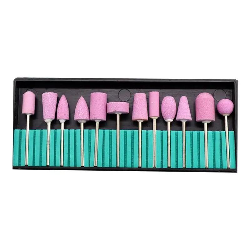 12 in 1 Manicure Quartz Drill Head Set Nail Grinding Head Kit Nail Drill Accessories Cuticle Clean Tool for Salon Women