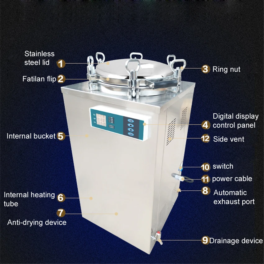 35L 2.5KW стерилизационный паровой стерилизатор из нержавеющей стали автоматический дезинфицирующий шкаф для хирургических медицинских LS-35LD