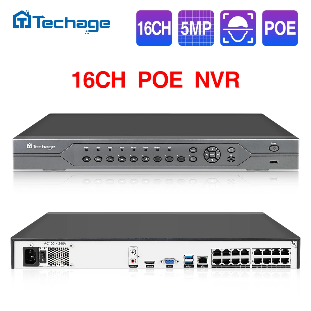 H.265 H.264 16CH 5MP 3MP 2MP 8CH 4K POE NVR P2P ONVIF 1080P сетевой видеорегистратор для IP камеры системы