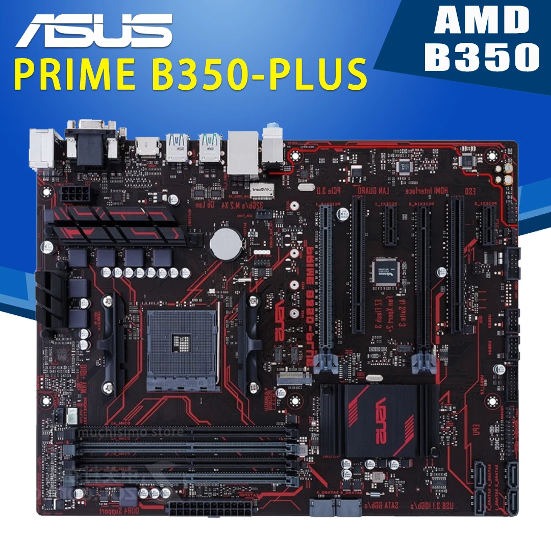 Socket AM4 Asus PRIME B350 PLUS Motherboard DDR4 64GB AMD Ryzen 