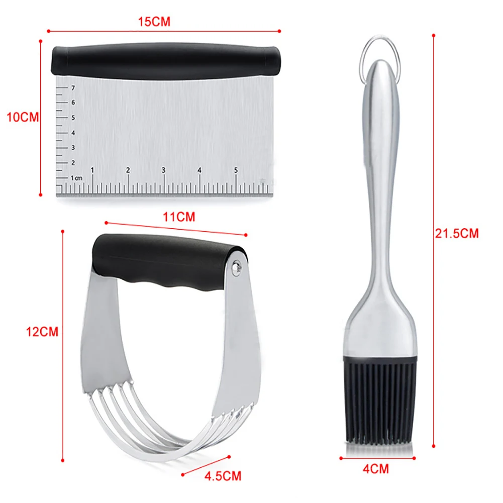 3 шт. жаропрочное ЖАРКОЕ БАРБЕКЮ кондитерские кисти инструменты для выпечки тесто блендер набор кухня Профессиональный скребок для резки нержавеющая сталь