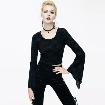 

Devil Fashion Women's Gothic Vintage Butterfly Sleeve Slim Fit Short T Shirt