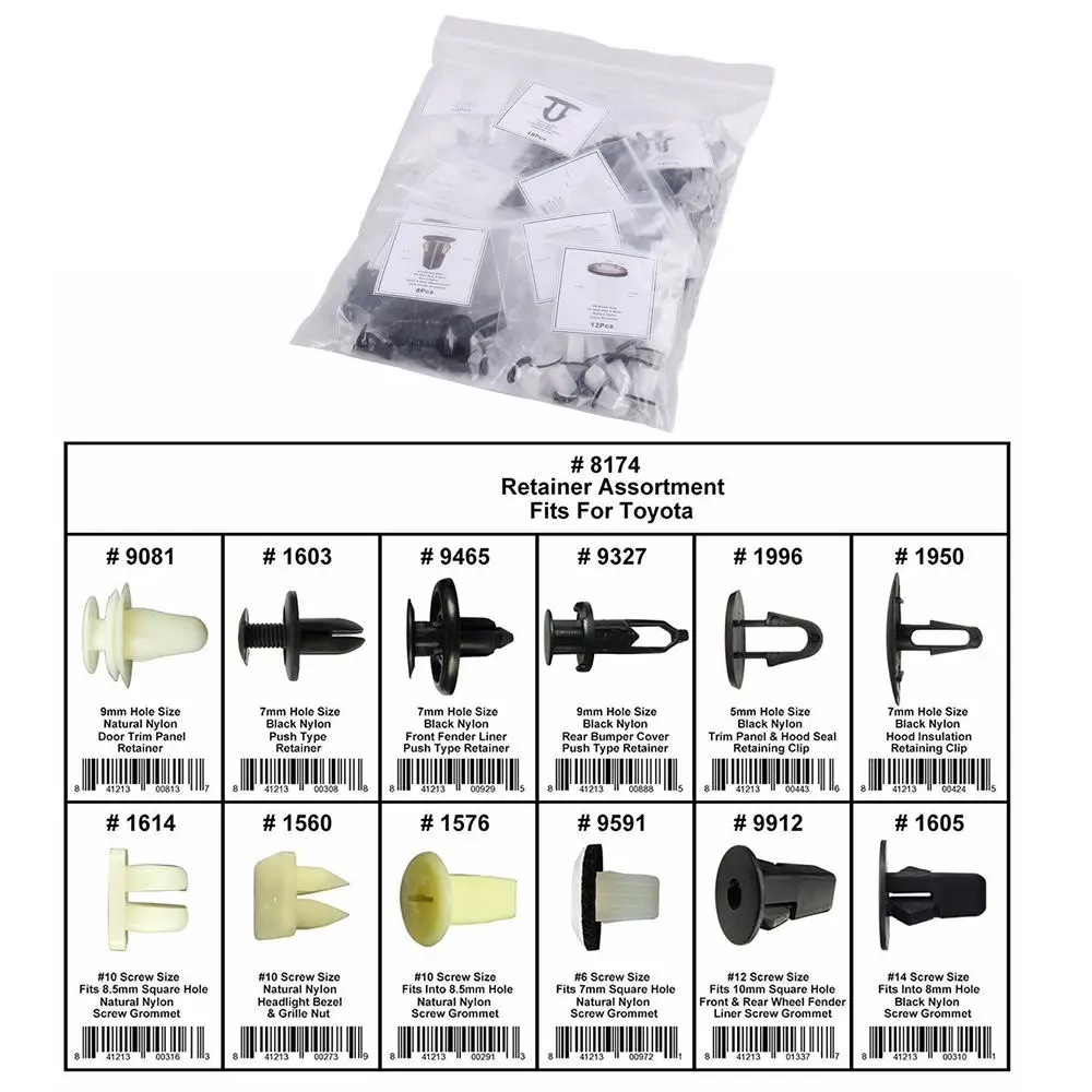 

146 PCS Clips Bumper buckle Fender Door Hood Bumper Fastener Retainer Assortment For Toyota