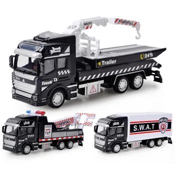 

35X7X25cm 1:52 Pull Back Alloy Car Model Set Simulation Political Car Rescue Car Series Boy New Year Gift Children Toys