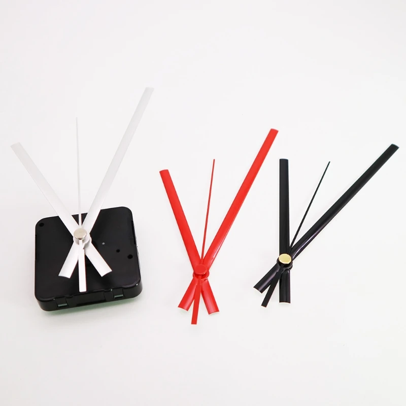 Quartz Wall Clock Movement Mechanism with Hands Battery Operated DIY Repair Tool Parts Replacement Kit Black/Red/Silver 3