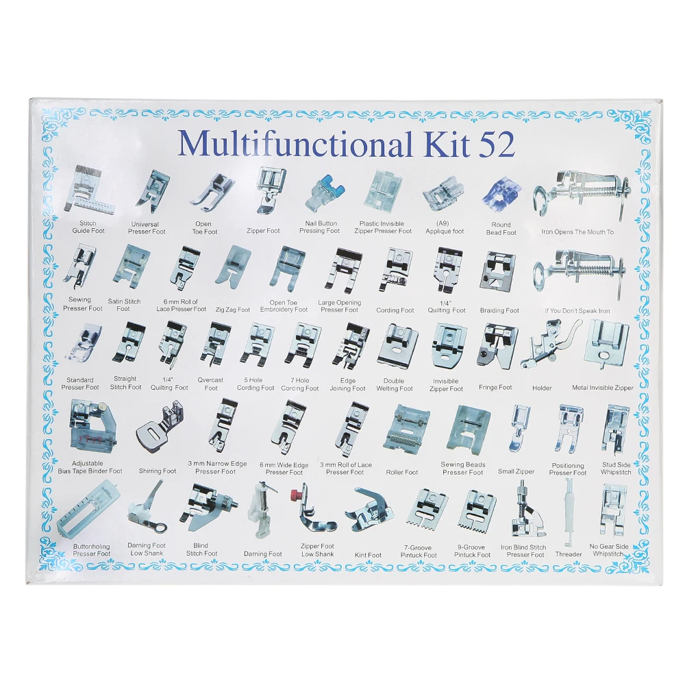 

New 52 PCS Sewing Machine Foot Domestic Sewing Machine Foot Feet Snap On Sewing Tools For Brother/Babylock/Singer/Janome/Kenmore