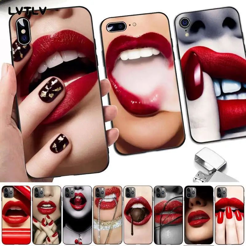 Роскошный корейский чехол для телефона LVTLV Red Sexy Lips girl Monroe iPhone 8 7 6 6S Plus X 5 5S SE 2020 XR 11