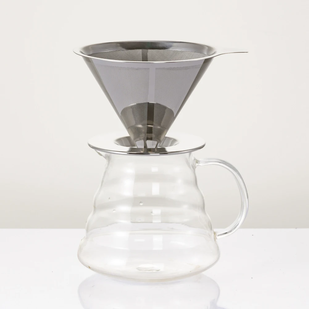 Многоразовая нержавеющая сталь в форме конуса кофейник с воронкой двухслойная сетка фильтр сетчатая корзина Кухня инструмент Аксессуары для кофе