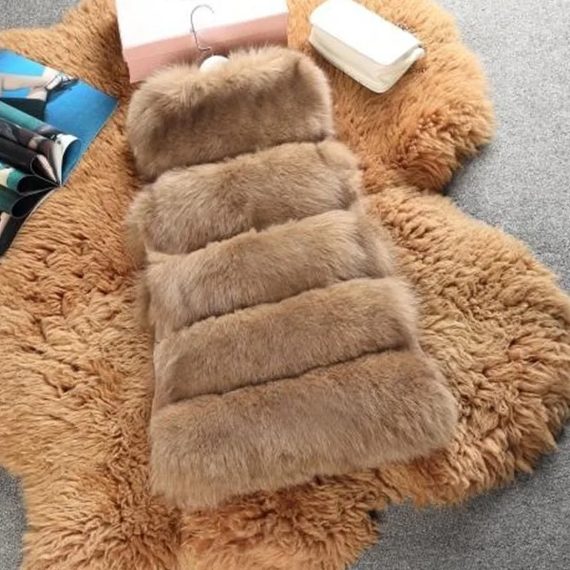 6XL зимняя женская меховая жилетка зимние жилеты из искусственного лисьего меха женские пальто куртка Женский женские меховые пальто V149