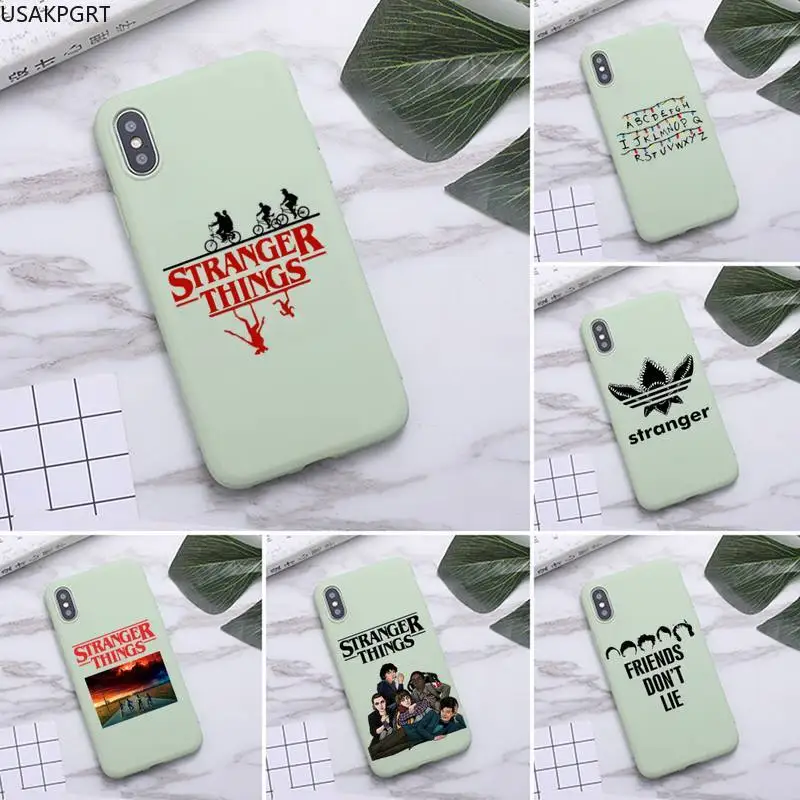 

Stranger Things Christmas Lights Phone Case for iPhone 11 Pro Max X XR XS 8 7 6s Plus Candy green Silicone Cases
