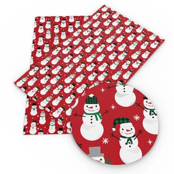 

David accessories 20*34cm Christmas Snowman Faux Synthetic Leather Fabric for Bow Patchwork DIY Handmade Projects Crafts,1Yc8348