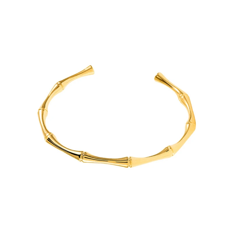 316L Stainless Steel Bamboo Open Thin Bangle Handmade Anniversary Gift bangle bracelet stainless steel bracelet
