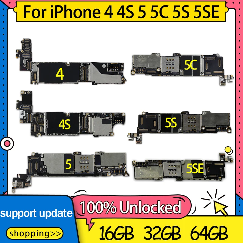 Материнская плата для iPhone 4 разблокированная материнская 8 ГБ 16 32 64 телефон 5 5C
