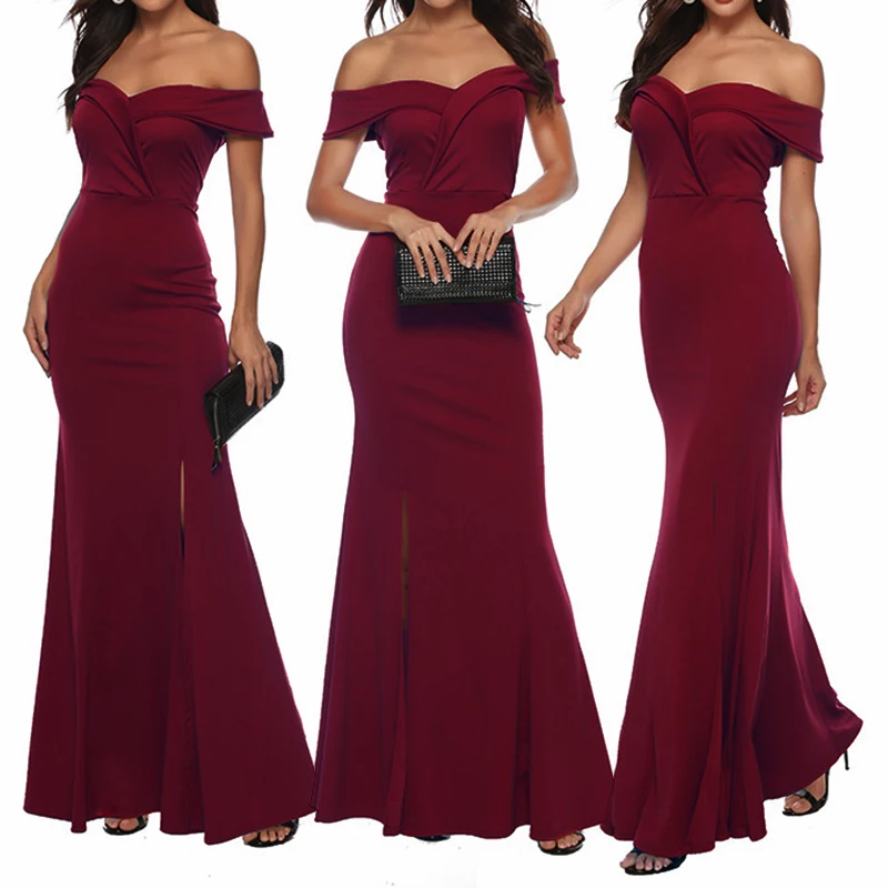 Сексуальное платье с v-образным вырезом винно-красного цвета, повседневные Коктейльные Вечерние платья из хлопка, модное платье в пол