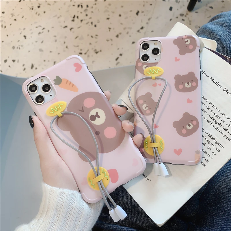 Мультяшный розовый милый чехол для телефона с медведями iphone 11promax XS Max X XR 8 7 Plus