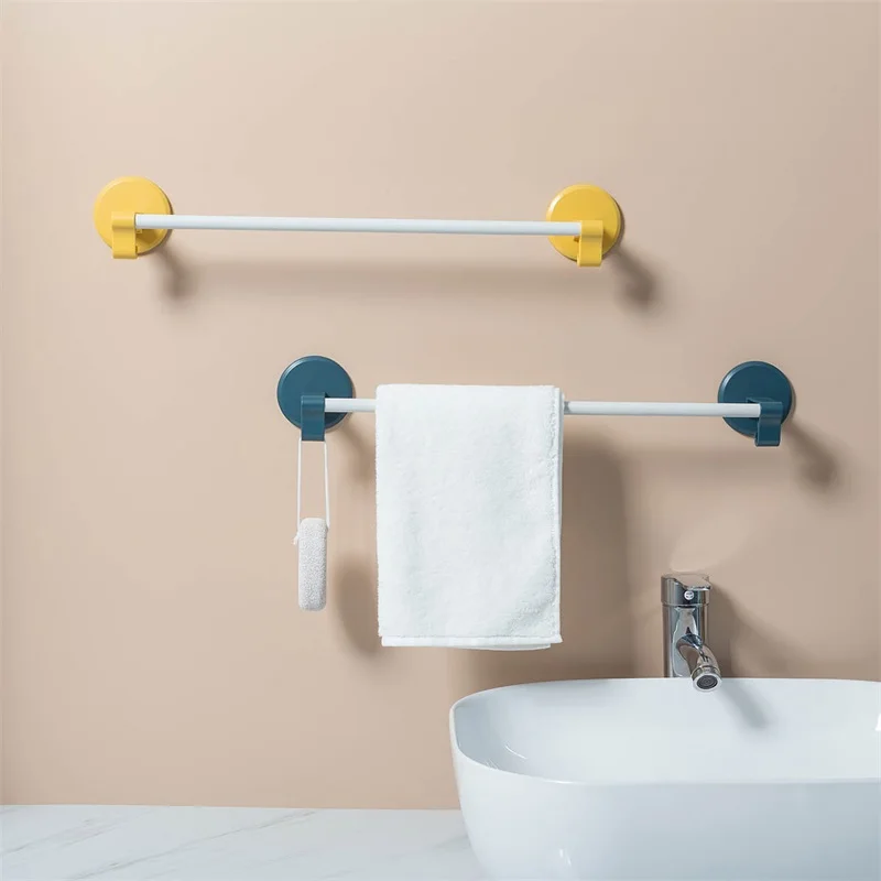 Towel bar 304 Stainless Steel  Bathroom Suction Cup no Need to Punch Bathroom Wall Mounted 58CM Single Pole Towel Hanging 