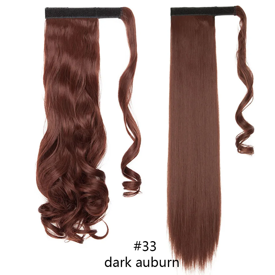 SNOILITE 1" 23" длинные волнистые волосы на заколках в хвосте накладные волосы конский хвост шиньон с заколками синтетические волосы конский хвост наращивание волос - Цвет: dark auburn