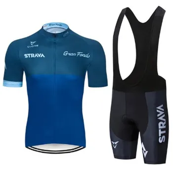 

2020 new red STRAVA Pro Bicycle Team Short Sleeve Maillot Ciclismo Men's Cycling Jersey Summer breathable Cycling Clothing Sets