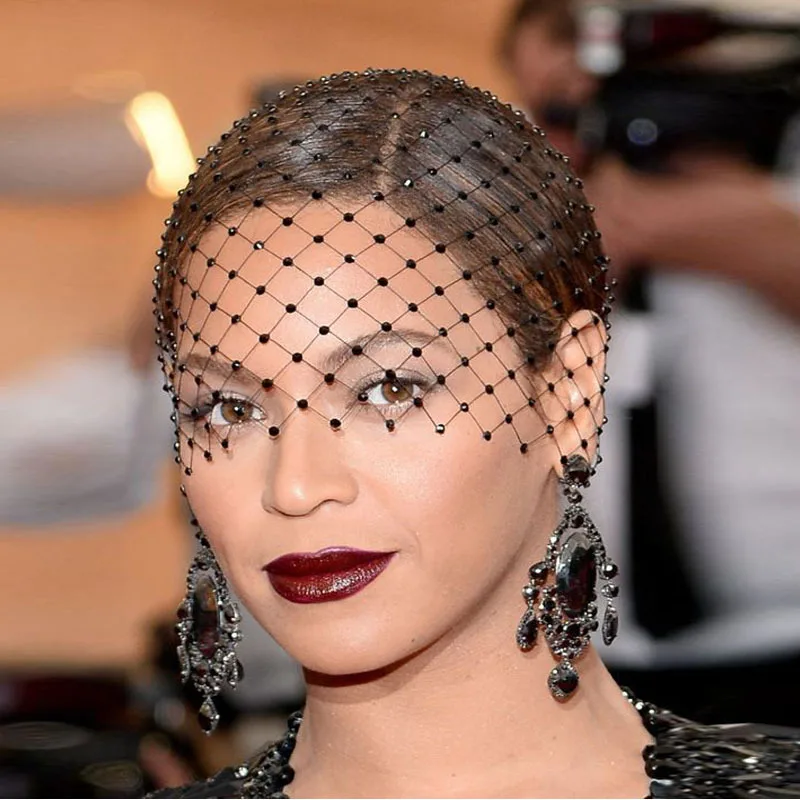 Women Fascinator Party Veil Hairclip Hat Sequin Beaded Mesh Net Wedding Bridal Hairband Female Hair Evening Accessories