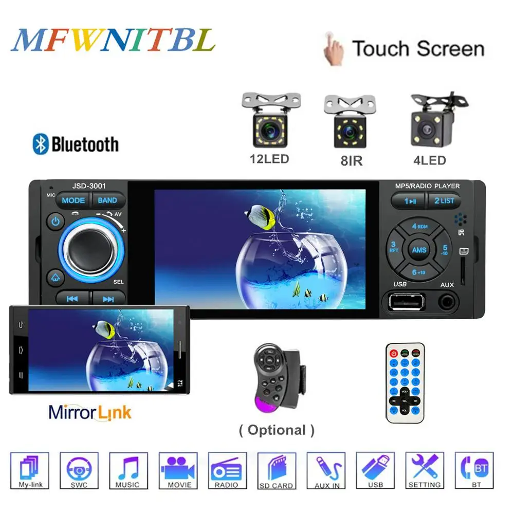 

LTBFM Car Radio 1din jsd-3001 4.1" Mp5 Car Player Touch Screen Car Stereo 1Din Car Audio Auto Radio Bluetooth Camera Mirror Link