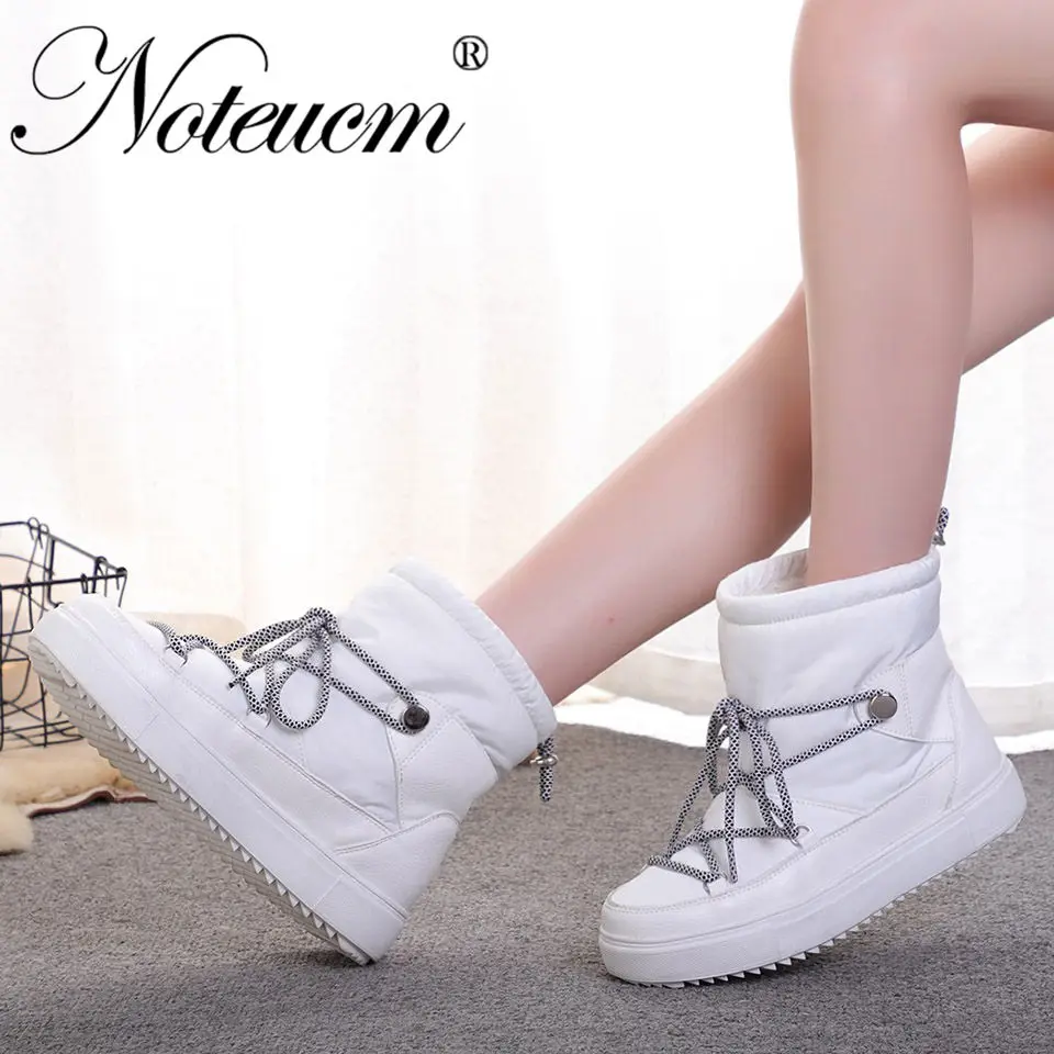 Najtaniej Kobieta zima biała ciepła, krótka kostka śniegowce z sztuczne futro Wedge wodoodporny pikowany butów kobiet 2019 dziewczyna platformy botte przestrzeń