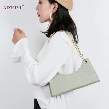 

Classic Texture Vintage Chic Leather Shoulder Bags Delicate Creative Design Women Pure Chain Totes Crossbody Handbag