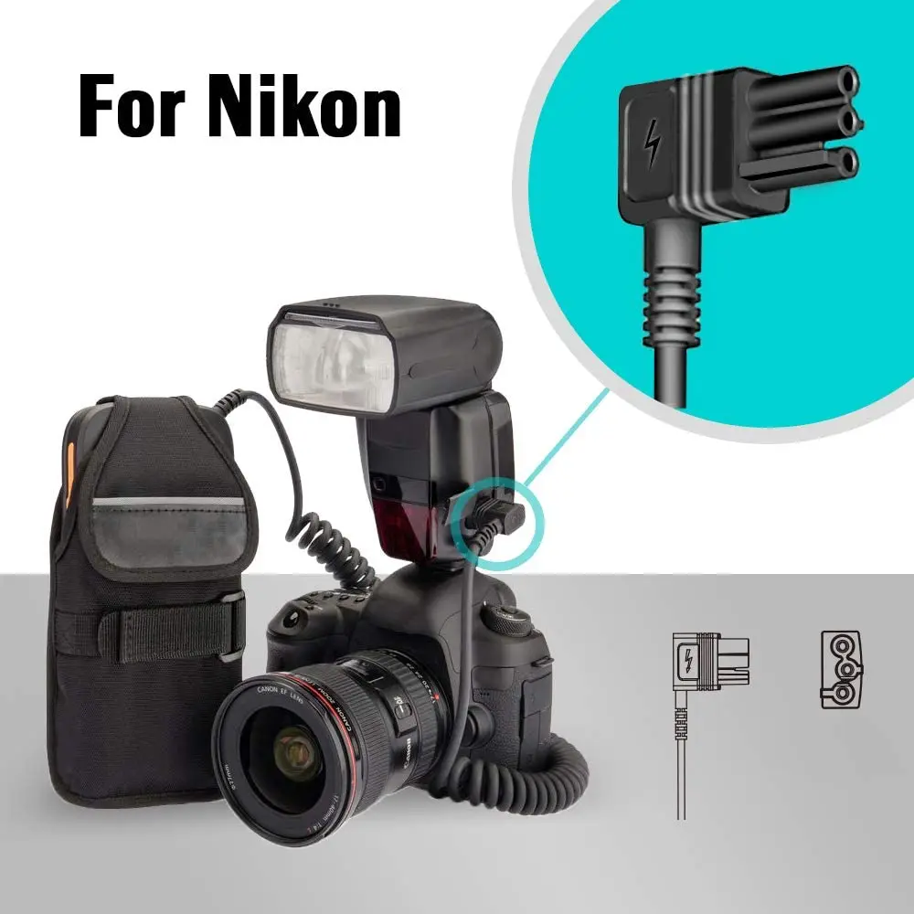 AODELAN External Flash Battery Pack Rapid Flash Recycling Portable for Speedlite Nikon SB900, SB910, SB5000. Replaces Nikon SD-9