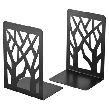 

1pair Non-Slip Bookend School Metal Stand Book Organizer Stationery Tree Shaped Office Magazines Tabletop Support Student Stand