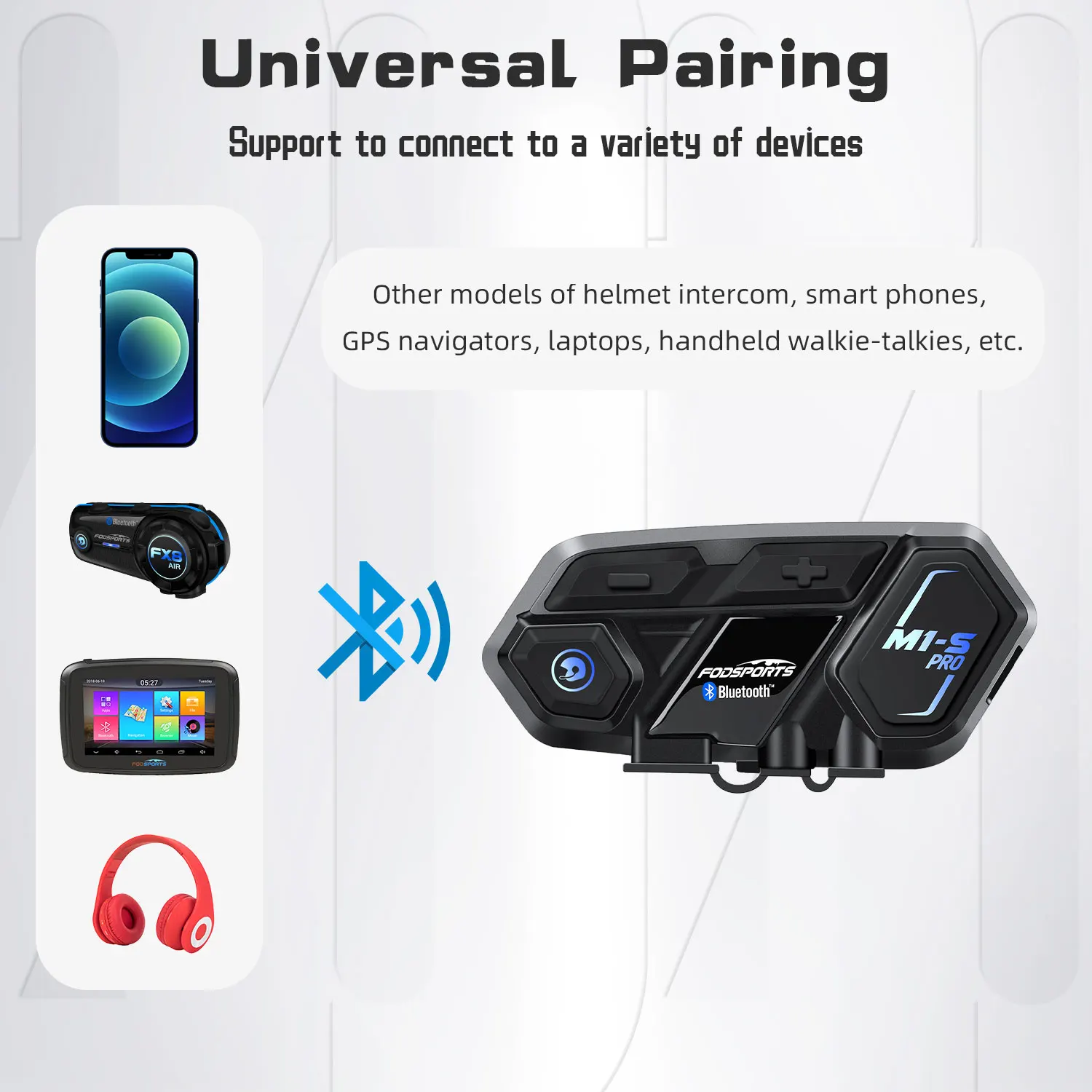 Fodsports M1s Pro Intercom Motorcycle 