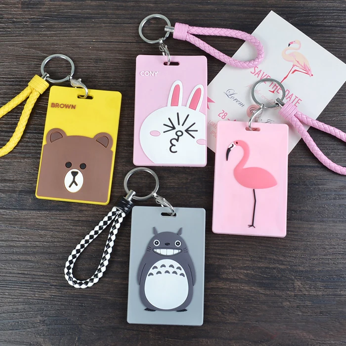 

1Pcs Creative Silica Gel Lovely Keychain Card Holder ID Badge Case Student Nurse Bank Credit Card Holders ID Badge Holders